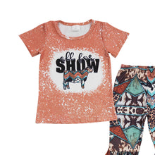 Load image into Gallery viewer, Baby Girls All For Show Cow Western Bell Pants Clothes Sets