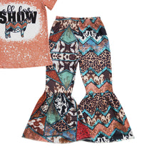 Load image into Gallery viewer, Baby Girls All For Show Cow Western Bell Pants Clothes Sets