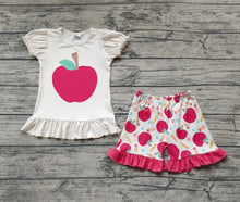 Load image into Gallery viewer, Baby Girls Back To School Apple Shorts Clothes Sets