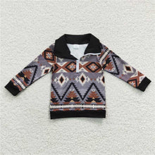 Load image into Gallery viewer, Baby Boys Western Aztec Long Sleeve Zip Pullover Tee Tops