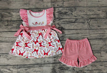 Load image into Gallery viewer, Baby Girls Baseball Bows Tunic Tops Ruffle Shorts Clothes Sets