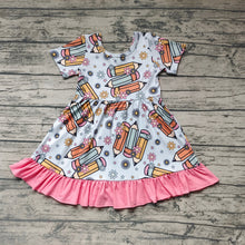 Load image into Gallery viewer, Baby Girls Back To School Pencil Ruffle Knee Length Dresses