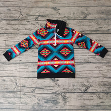 Load image into Gallery viewer, Baby Boys Western Blue Aztec Long Sleeve Pullover Tops