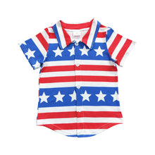 Load image into Gallery viewer, Baby Boys Kids 4th of July Star Stripes Button Ups Shirts Tops