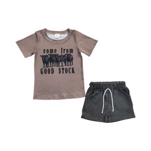 Load image into Gallery viewer, Baby Boys Come From Good Stock Western Summer Cow Shorts Sets