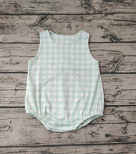 Load image into Gallery viewer, Baby Boys Easter Green Checkered Sleeveless Rompers