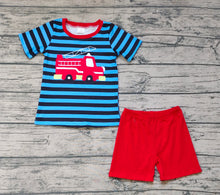Load image into Gallery viewer, Baby Boys Short Sleeve Firetruck Shirts Shorts Clothes Sets