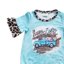 Load image into Gallery viewer, Baby Girls Blue Happy Easter Bunny Rompers