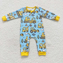 Load image into Gallery viewer, Baby Boys Construction Zip Rompers
