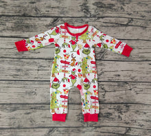 Load image into Gallery viewer, Baby Boys Christmas Frog Zip Rompers