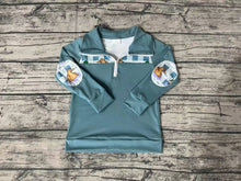 Load image into Gallery viewer, Baby Boys Fall Duck Blue Checkered Zip Pullover Tops