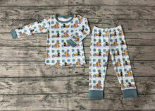 Load image into Gallery viewer, Baby Boys Fall Duck Blue Checkered Top Pants Jammies 2pcs Pajamas Sets