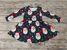 Load image into Gallery viewer, Baby Girls Black Santa Christmas Twirl Knee Length Dresses