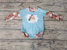 Load image into Gallery viewer, Baby Girls Santa Western Blue Color Christmas rompers