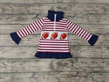 Load image into Gallery viewer, Baby girls football zip pullover tops