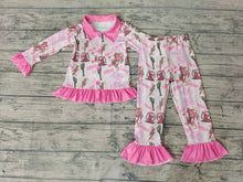 Load image into Gallery viewer, Baby girls Western Howdy Pajamas ruffle pants sets