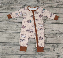 Load image into Gallery viewer, Baby Boys Fall Grey Duck Long Sleeve Zip Rompers