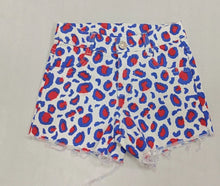 Load image into Gallery viewer, Baby Girls 4th Of July Red Blue Leopard Denim Shorts