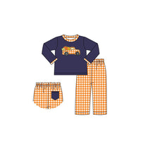 Load image into Gallery viewer, Baby boys pumpkin tractor plaid pants sets