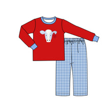 Load image into Gallery viewer, Baby boys red cow pants clothes sets