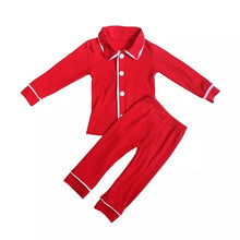 Load image into Gallery viewer, Baby Boys red color cotton Christmas pajamas pants clothes sets