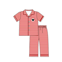 Load image into Gallery viewer, Baby Boys red stripe cartoon mouse pajamas sets