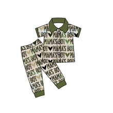 Load image into Gallery viewer, baby Boys Mama's boy green pajamas sets
