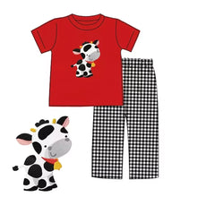 Load image into Gallery viewer, Baby Boys Red Cow Pants sets