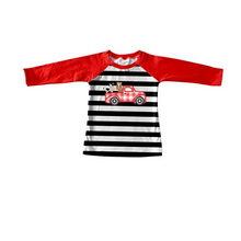 Load image into Gallery viewer, Baby Boys farm tractor red stripe shirts