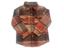 Load image into Gallery viewer, Baby kids orange plaid pocket shirts