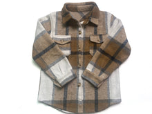 Load image into Gallery viewer, Baby kids brown plaid pocket shirts