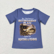 Load image into Gallery viewer, Baby Boys Retierment Plan Blue Hunting Fishing Short Sleeve Tee Shirts Tops