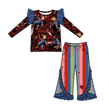 Load image into Gallery viewer, Baby girls Halloween cartoon ruffle pants clothing sets