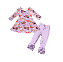 Load image into Gallery viewer, Baby girls purple santa pants clothes sets