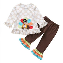 Load image into Gallery viewer, baby girls thanksgiving turkey pants clothing sets