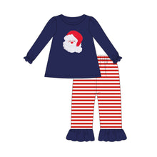 Load image into Gallery viewer, Baby girls santa top stripe pants clothes sets