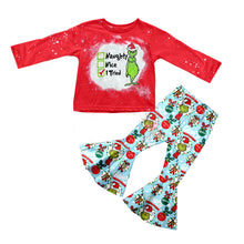 Load image into Gallery viewer, Baby girls Christmas naughty green bell pants sets