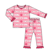 Load image into Gallery viewer, Baby Daddy's Girl Heart Pajamas Ruffle pants clothes sets