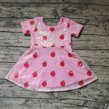 Load image into Gallery viewer, Baby Girls Back To School Apple Sequin Knee Length Dresses