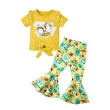 Load image into Gallery viewer, Baby Girls cute cow western floral bell pants sets