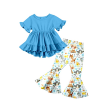 Load image into Gallery viewer, Baby girls animal farm hi-low tunic bell pants clothes