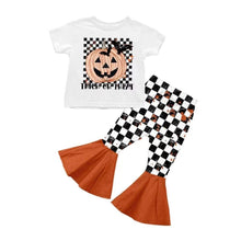 Load image into Gallery viewer, baby Girls Halloween pumpkin plaid pants sets