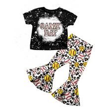 Load image into Gallery viewer, Baby Girls Game day softball bell pants sets