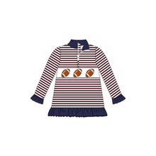Load image into Gallery viewer, Baby girls football zip pullover tops