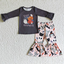 Load image into Gallery viewer, Baby Girls Hello Halloween ghost bell pants clothes sets