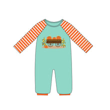 Load image into Gallery viewer, Baby boys pumpkin tractor rompers