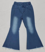 Load image into Gallery viewer, Baby Girls Blue Bleached Denim Bell Pants