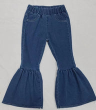 Load image into Gallery viewer, Baby Girls Blue Pocket Denim Bell Pants