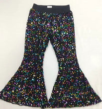 Load image into Gallery viewer, Baby Girls Black Colorful Sequin Party Bell Bottom Pants
