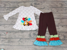 Load image into Gallery viewer, baby girls thanksgiving turkey pants clothing sets